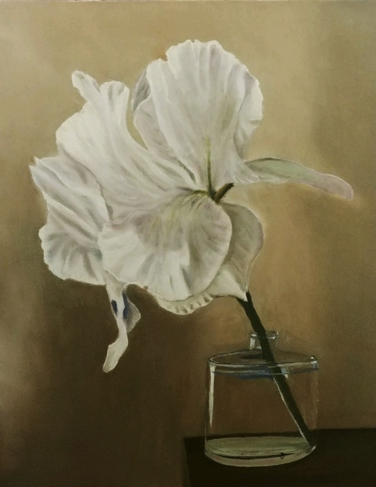 Daniel Dahlstrom, "White Flower in Bottle", oil, 20x16, $825