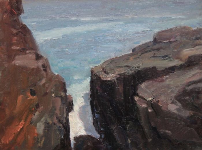 Rick Daskam, "The Gully", oil, 9x12, $950