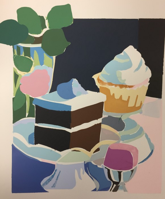 Liz Egan, "The Dessert Table", serigraph, 14x9, $475
