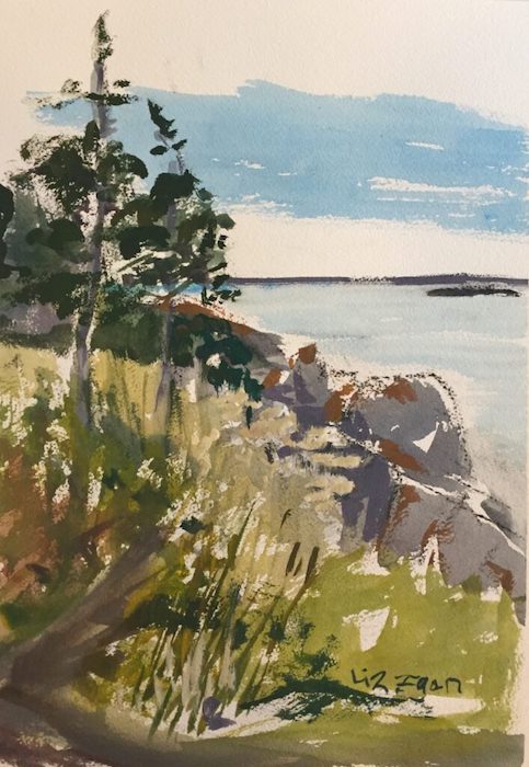 Liz Egan, "The Path", gouache, 20x16, $300