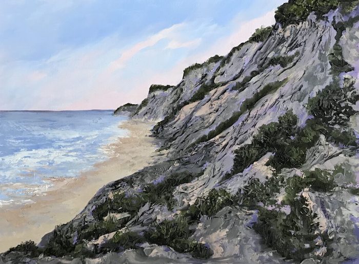 Dianne Gorrick, "Mohegan Bluffs RI", oil on aluminum, 9x12, $400