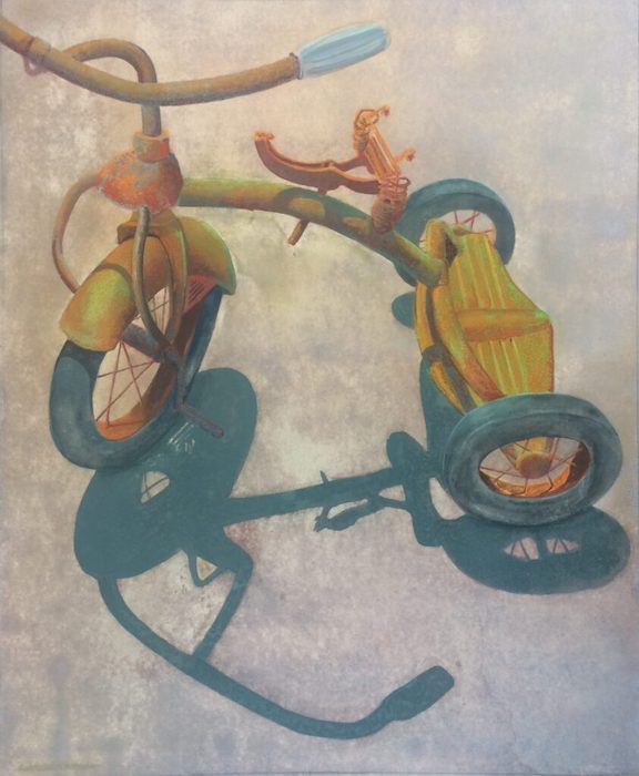 Earl Grenville Killeen, "Trike Remains", watercolor, 21x25, $3,600