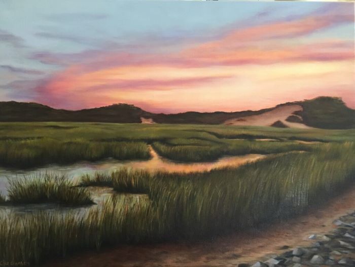 Lisa Linehan, "Evening Marsh", oil, 18x24, $2,000