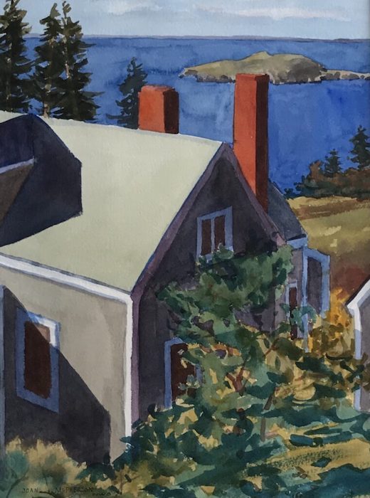 Joan McPherson, "View from Room 2, Seagull Cottage, The Trailing Yew, Monhegan Island", watercolor, 21x17, $400