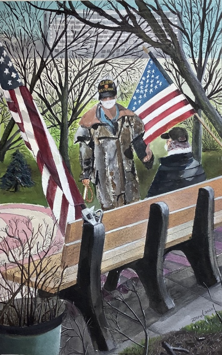 Michael Mendel, "Lasting Friendship", watercolor, 18x24, $1,200