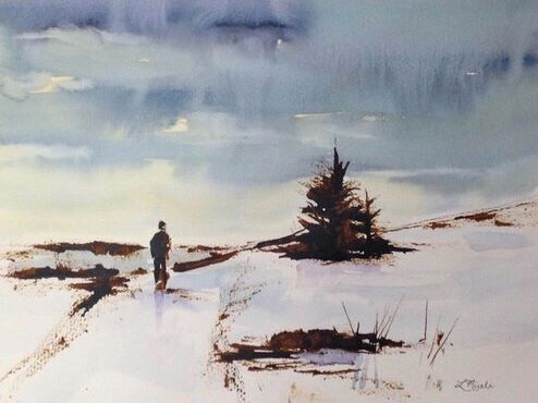 Lisa Miceli, "Winter", ink and watercolor, 11x14, $550
