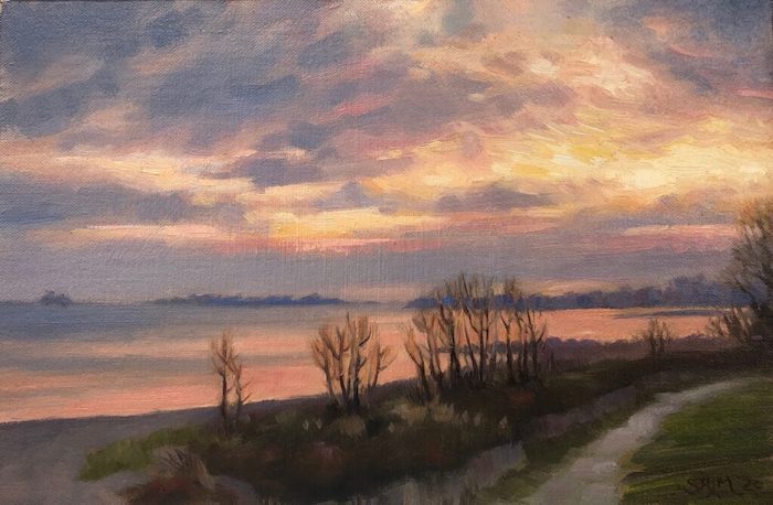 Sean Murtha, "November Sunset", oil, 8x12, $800