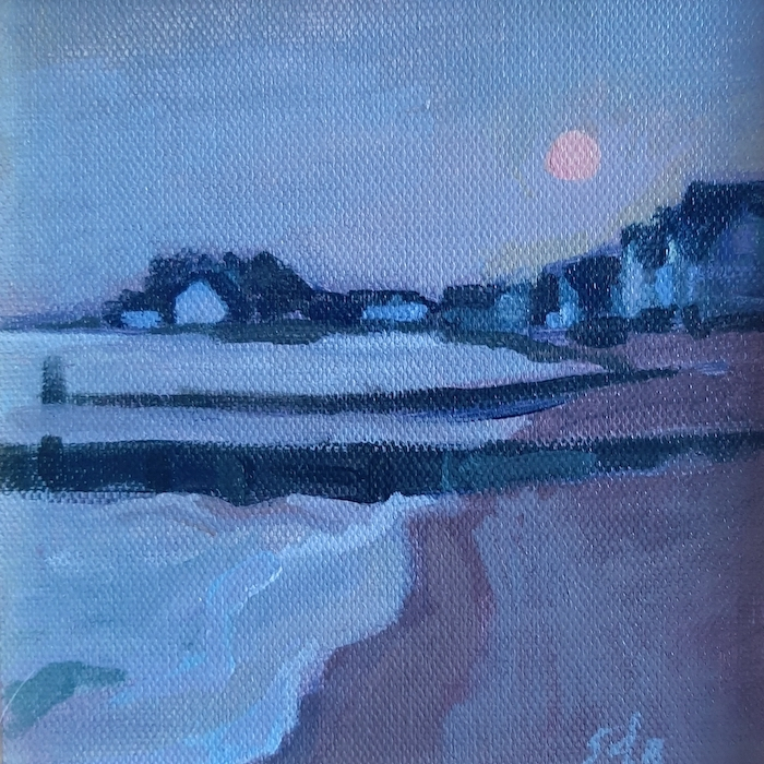 Sara Drought Nebel, "Sunset Haze", acrylic, 6x8, $250