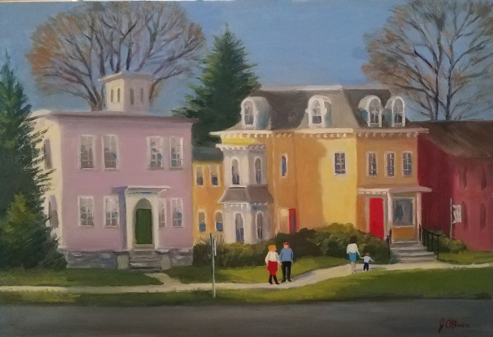 Jeanne OBrien, "Guilford Village", oil, 16x20, $625