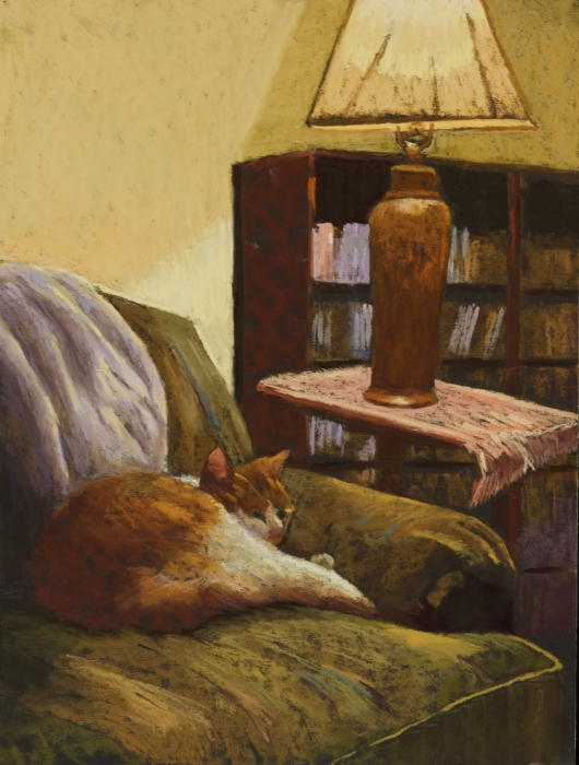 Jane Penfield, "Cat Nap", pastel, 16x12, $750