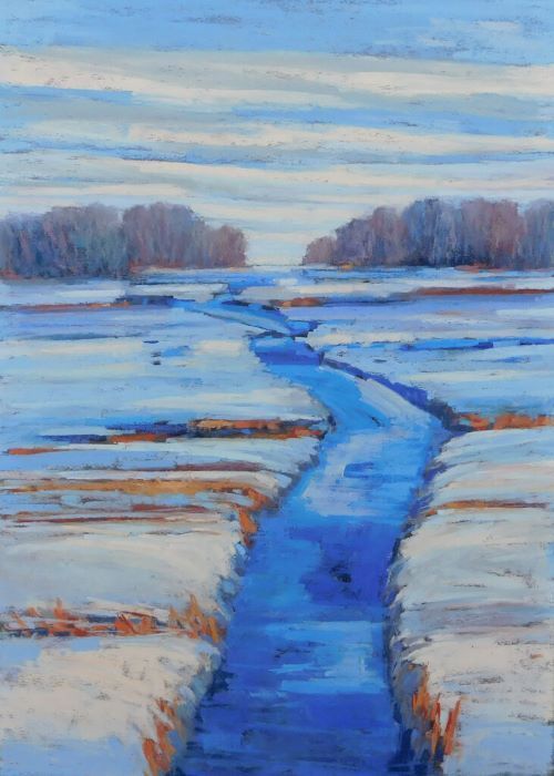Diana Rogers, "New Snowfall, Early Evening Light", pastel, 11x15, $550