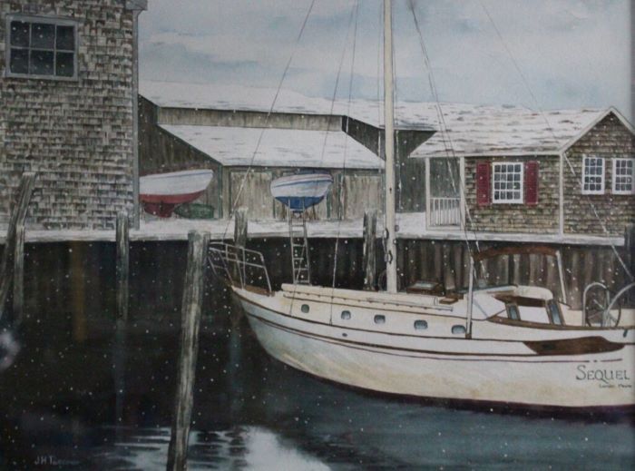 Jennifer Tassmer, "Winter Harbor", watercolor, 16x20, $595