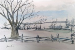 Joan Carew, "Winter's Gift", watercolor, 8x10, $200