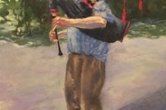 Patricia Corbett, "The Bagpiper", oil, 20x16, $2,500