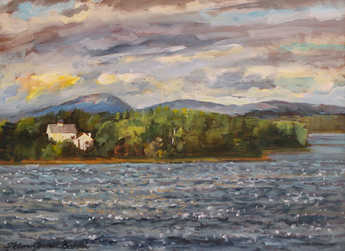 Sharon Jordan Bahosh, "Vast Bar Harbor", oil, 12x16, $700