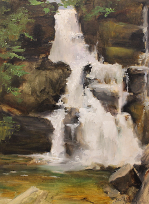 Nancy Bauer Howell, "Waterfall", oil, $650