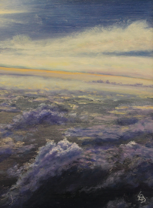 Linda Boisvert-DeStefanis, "Sun Touches on Clouds", oil on aluminum, 6x8, $450