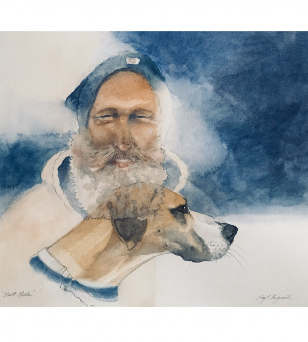 Kay Brigante, "Best Buds", watercolor, 17x15, $850