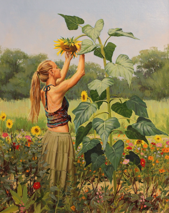T.A. Charron, "Beauty in the Garden", oil, 20x16, $6,700
