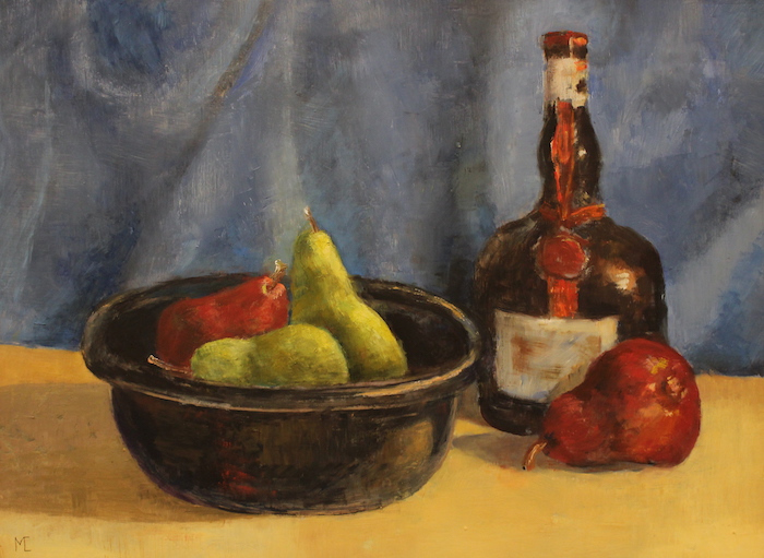 Maura Cochran, "Grand Marnier and Company", oil, 16x12, $600