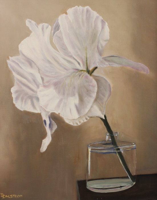 Daniel Dahlstrom, "White Flower in a Bottle", oil, 16x20, $825