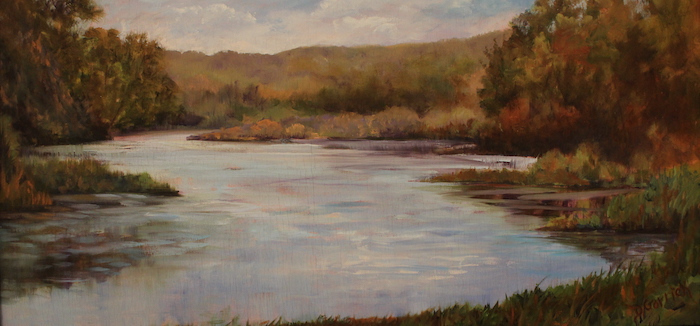 Dianne Gorrick, "Chester Cove", oil, 10x20, $600
