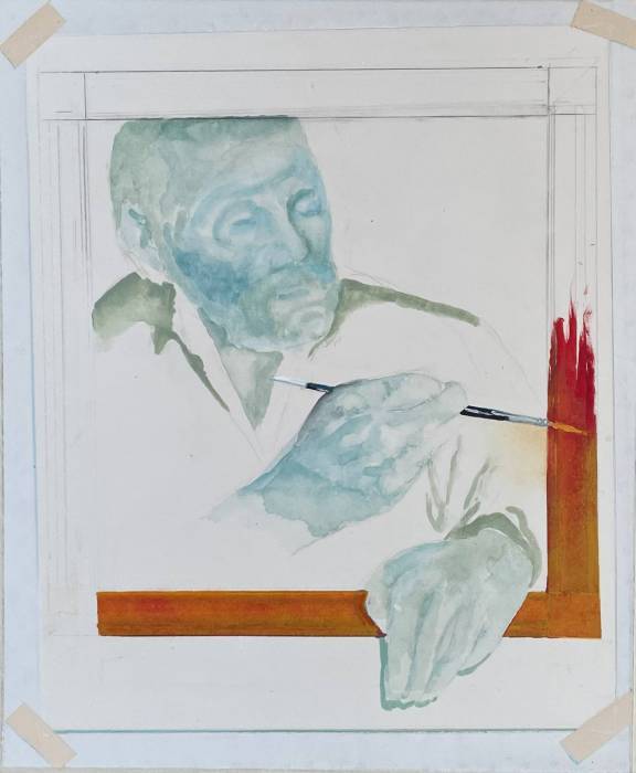 Earl Grenville Killeen, "Self Self Portrait", watercolor, 12x10, $1,100