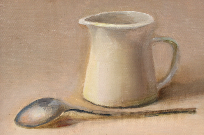 Susan Missel, "Pitcher and Spoon", oil, 5x7, $675