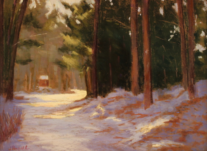 Jane Penfield, "Sneak Peek", pastel, 17x21, $750