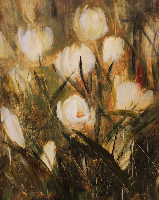 Karen Ponelli, "Woodland Crocus", acrylic, 10x8, $225