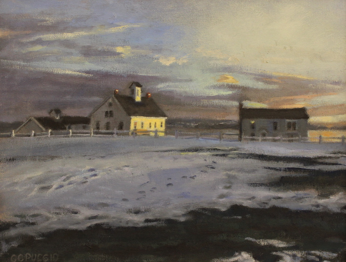 Catherine Puccio, "Christmas Eve, Sunrise", oil, 11x14, $750