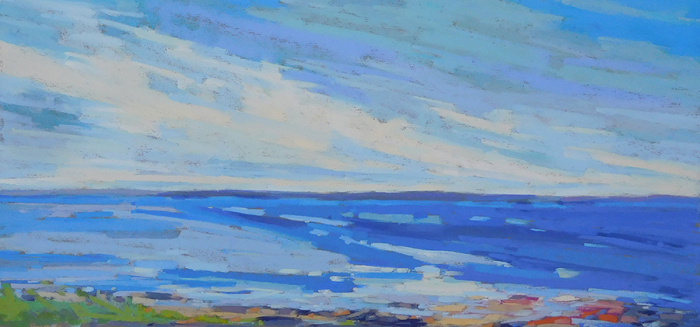 Diana Rogers, "Nearing the Solstice at the Ocean's Edge", pastel, 10x19, $495
