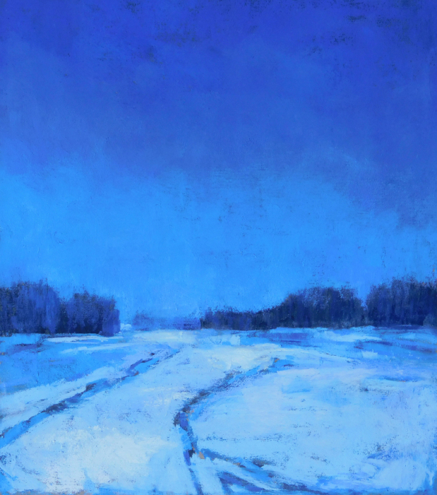 Diana Rogers, "Fresh Snow on the Road, Night Time", pastel, 9x7, $395. SOLD