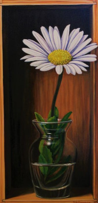 J. Elaine Senack, "Montauk Daisy", acrylic, 12x6, $880