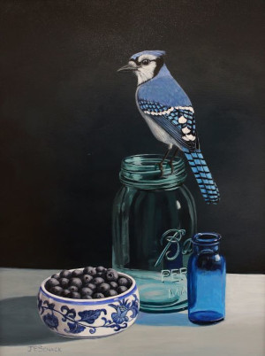 J. Elaine Senack, "B is for Blue-(Blue Jay)", acrylic, 16x12, $1,250. SOLD