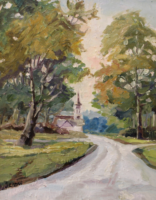 Blanche Serban, "On the Main Street", oil, 14x11, $450