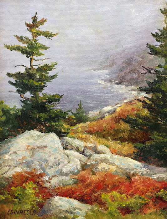 Linda Sinacola, "Monhegan View", oil, 16x12, $650. SOLD