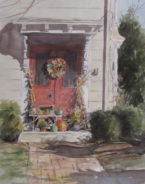 Beverly Tinklenberg, "Autumn Door", watercolor, 14x11, SOLD AWARD OF MERIT