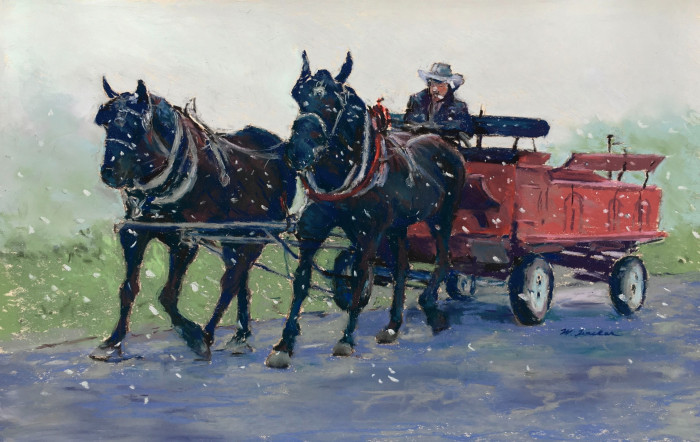 Peggy Traskos, "Spring Surprise", pastel, 16x25, $700