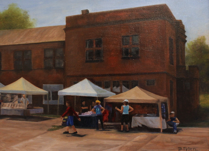 Dawn Tyler, "Crafts Market", oil, 12x16, $600