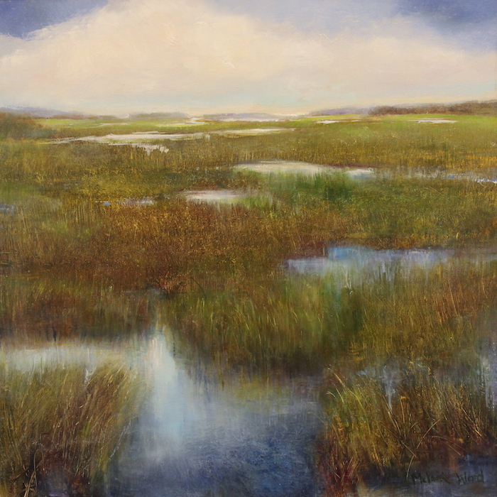 Melanie Ward, "Salt Marsh", oil on aluminum, 12x12, $600