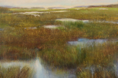 Melanie Ward, "Salt Marsh", oil on aluminum, 12x12, $600