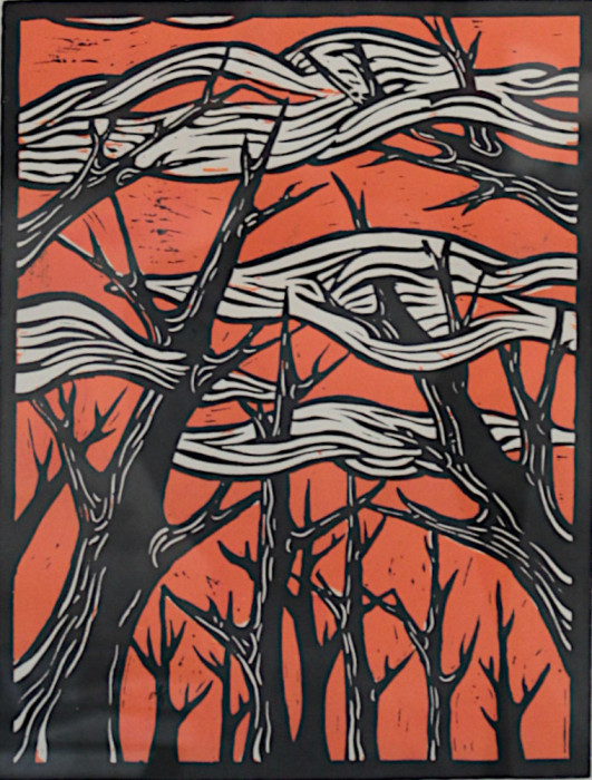 McClear, Elisa, "Fires", Linocut , $450