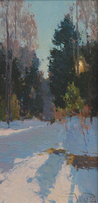 Bikbov, Zufar , "Evening Light in Pines", Oil, $1,200