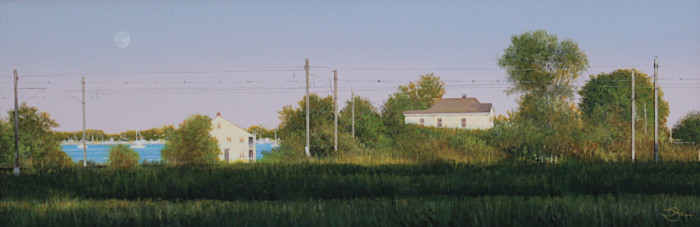 Bach, Del-Bourree, "Rail and Sea", Oil, $3,200