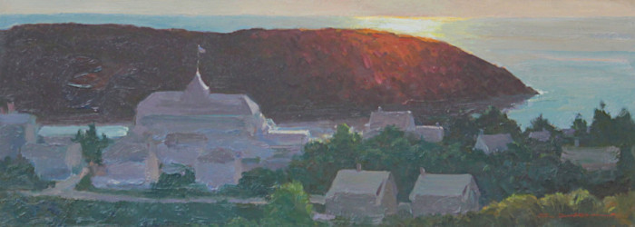 Daskam, Rick , "Monhegan Village at Sunset", Oil, $1,200