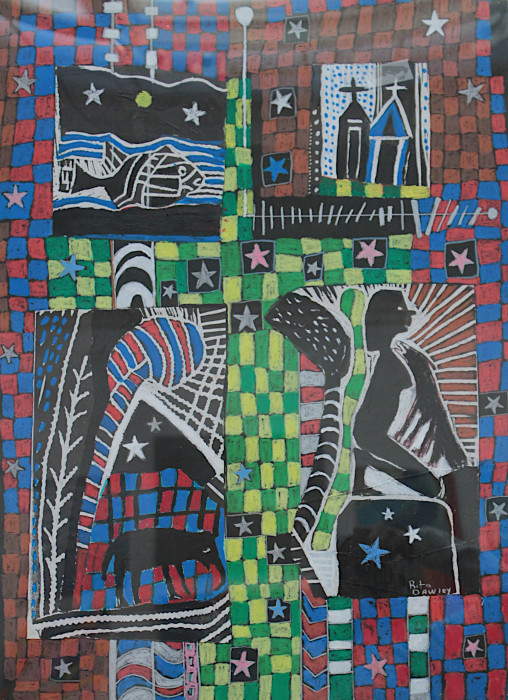 Dawley, Rita, "Woman and Dog", Mixed Media on Paper, $995