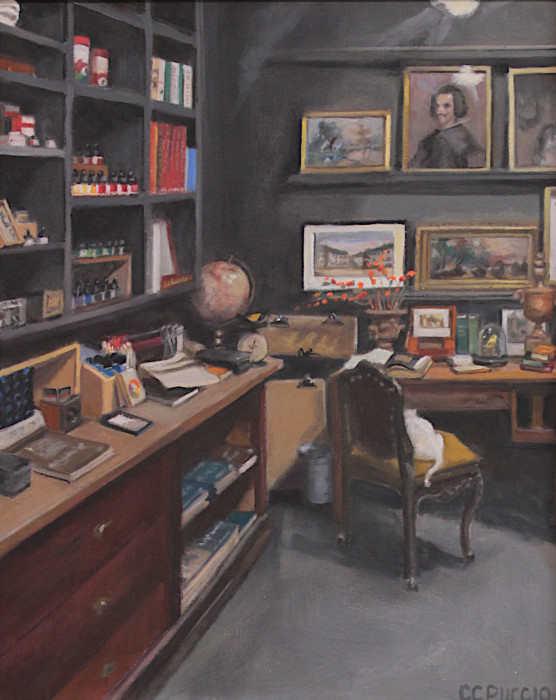 Puccio, Catherine, "Curiosities Cat", Oil, $1,050