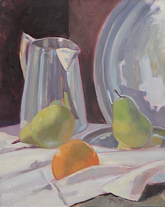 McTigue, Bernard, "Silver with Fruit", Oil, $1,200