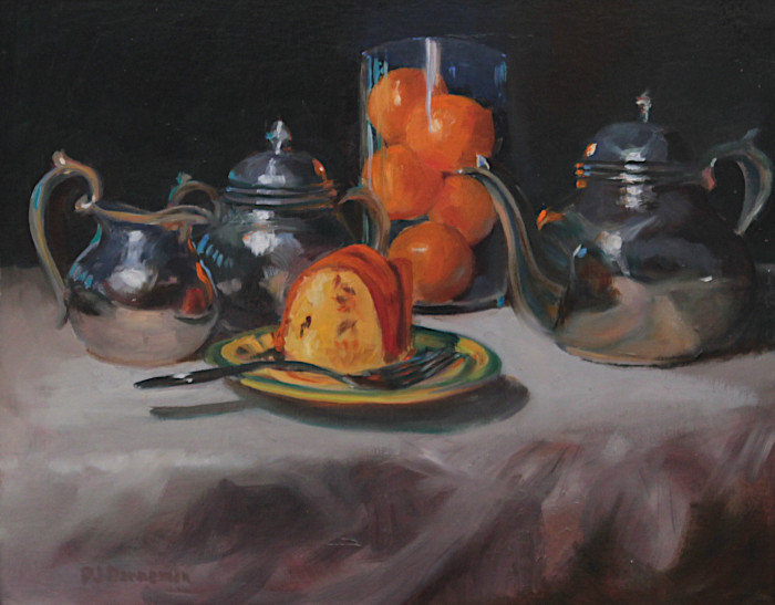 Danneman, Pamela J., "Cake and Coffee", Oil, $2,400